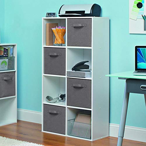 Staron  6-Pack Foldable Fabric Cloth Storage Cubes Shelves Baskets Bins Containers Home Decorative Closet with Handles Organizer Household Cloth Collapsible Box Toys Storages Bedroom Drawer (Grey) - Thumbnail 4