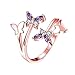 YEAHJOY Women's Adjustable Size Volly Open Rings Butterfly Shape Purple Austrian Crystals Rings