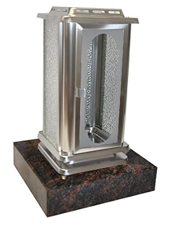 Kunst-Art-Köhl Grablaterne EMSL02 aus Edelstahl montiert auf Einem Granitsockel