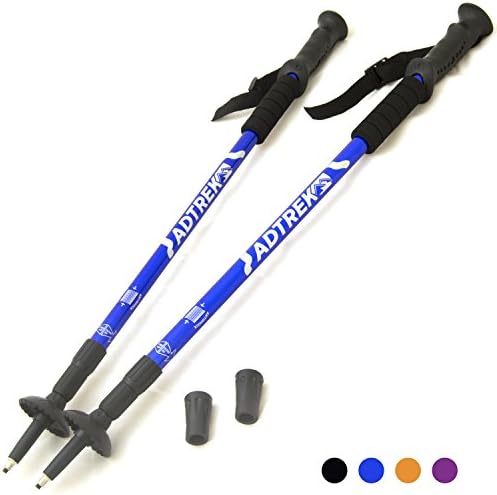 Adtrek Antishock Extending Hiking/Walking Poles Adjustable Telescopic Sticks, Integrated Compass