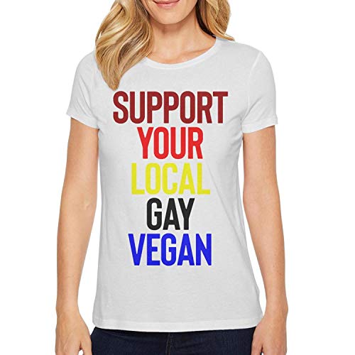 Support Your Gay Vegan Short Sleeve T Shirts for Women O-Neck Home Cotton