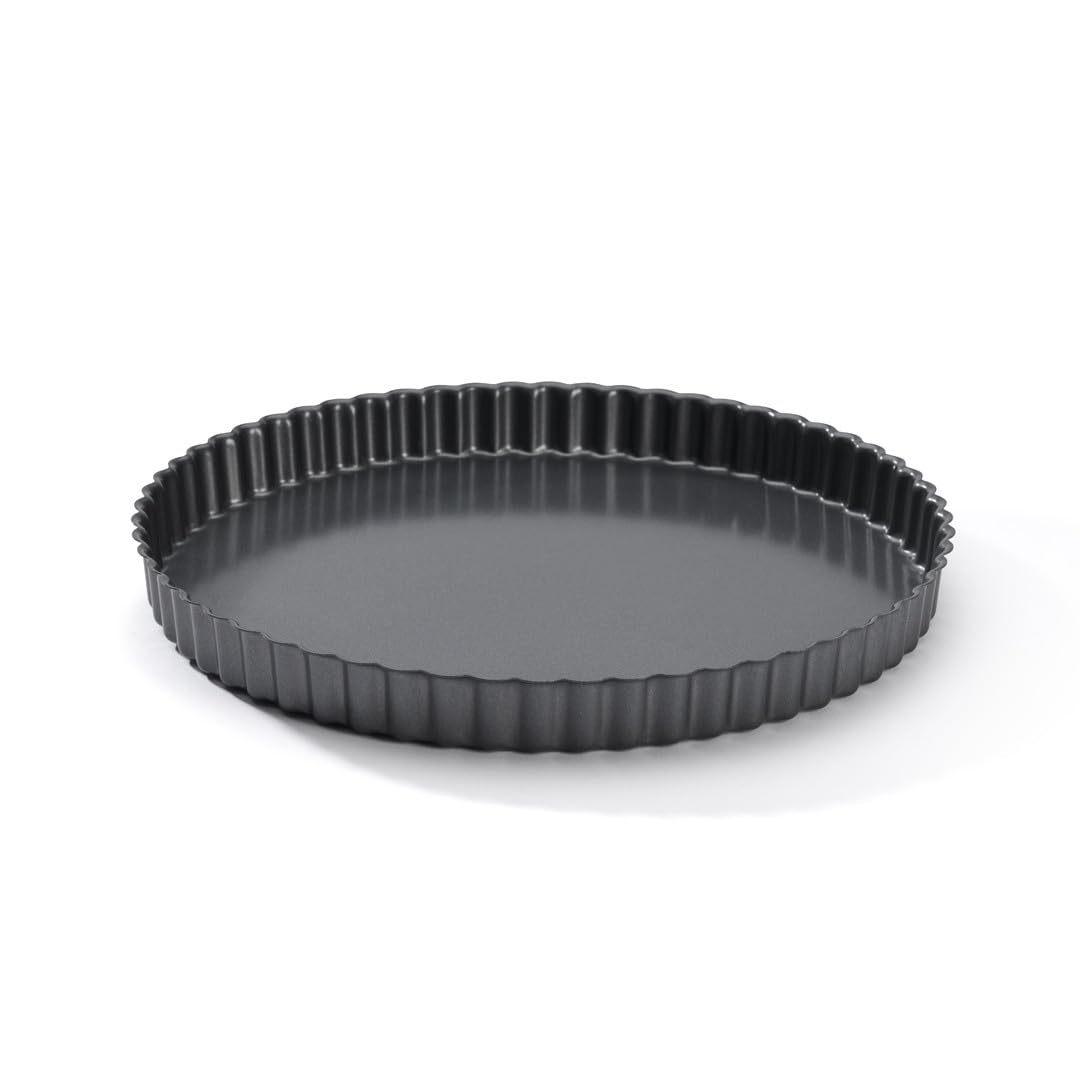 De Buyer Round Fluted Tart Mould with Straight Edge, 28 cm, Silver