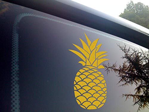 ViaVinyl Pineapple decal. Perfect for automobile windows, iPhone and Android cell phones, iPad and Tablets, Macbook Laptops and more! (Gold)
