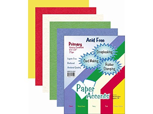 Accent Design Paper Accents ADP8511.1012 AD Paper Variety Pack 85x11 25 Primary Cardstock