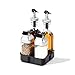 Oil and Vinegar Salt and Pepper Dispenser Set for Home and Kitchen, Non-Drip Spouts with Study Tray Holder| 5-Piece Includes 2 Oil and Vinegar Dispenser and 2 Salt and Pepper Shaker|