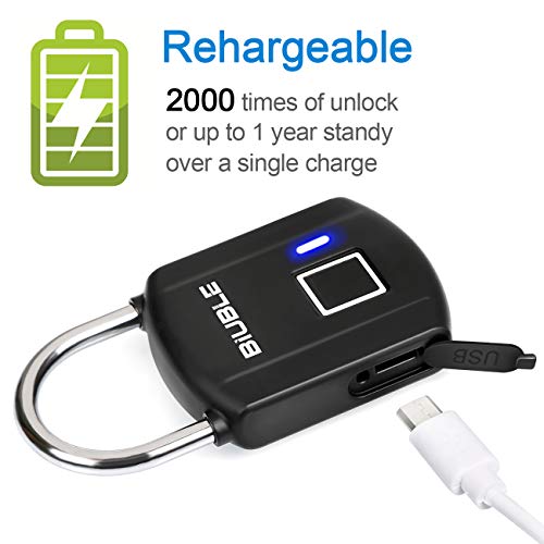 Fingerprint Padlock Smart Keyless Security Lock IP65 Waterproof Anti-Theft USB Rechargeable Suitable for School Locker, Gym, Door, Cabinet, Suitcase, Backpack - Thumbnail 4