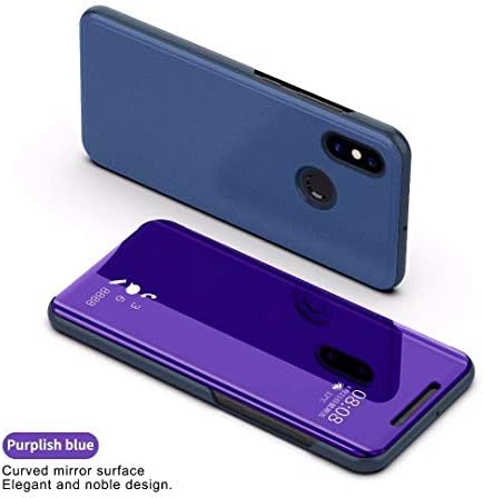 Vivo X21 Flip Case, Portable Smart Mirror Window Useful Devise Cover, LICHE Hard Shiny Make-Up View Stand Thin Slim Phone Light Case for Vivo X21 UD, Scan QR Code App, DarkBlue