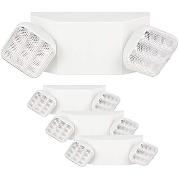 Hykolity Two Head Emergency Light， Adjustable Integrated LED Wall Mount White with Battery Back-up - 4 Pack