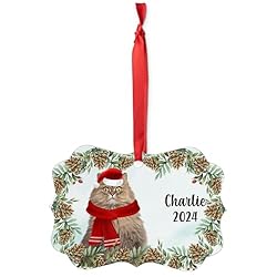 Chocolate Persian Cat Christmas Ornament 2024