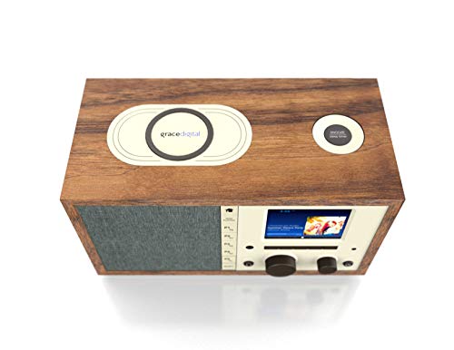 Grace Digital Mondo+ Classic Wireless Internet Radio with Wi-Fi, Bluetooth and Qi Built-in Wireless Smartphone Charger Walnut (GDI-WHA6005) - Thumbnail 3