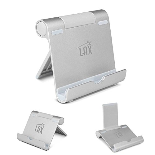 Adjustable Aluminum Tablet Stand for iPad, eReaders, and Smartphones (Silver)