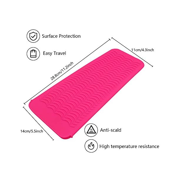 Heat-Resistant-Silicone-Mat-Pouch-for-Flat-Iron-Curler-Wand-Hot-Waver-Salon-Tools-Appliances-Portable-Styling-Heat-mat-Curling-Iron-pad-Cover-Hair-Straightener-Travel-Bag-Case-1Pink Heat Resistant Silicone Mat Pouch for Flat Iron, Curler Wand, Hot Waver, Salon Tools Appliances, Portable Styling Heat…