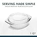 Glass Casserole Dish, Clear Glass Round Casserole Dish with Lid and Handles, 1 Quart Covered Bowl for Cooking, Baking, Serving, Microwave, Dishwasher, and Oven Safe Cookware