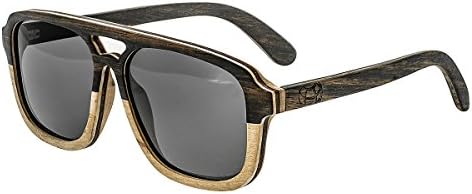 Earth Wood Playa Polarized Aviator Sunglasses, Ebony-Zebra//Black, 57 mm 1