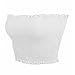 Women's Sexy Off Shoulder Bandeau Strapless Crop Tops Pullover Blouse Tube Cami (Small, White)