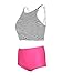 GEEK LIGHTING Women Girls 2 Piece Swimsuits High Waisted Bathing Suits Bikini Set (Large, Hot Pink)