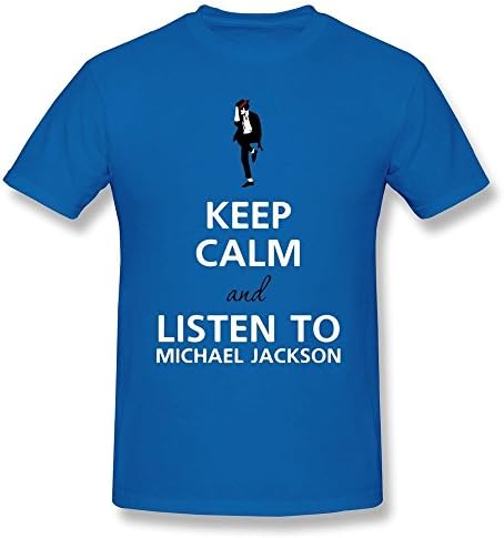 LIMEI Men's Michael Jackson And Keep Calm Cotton Tee Shirts RoyalBlue L