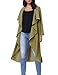 Kate Kasin Women's Solid Loose Open Front Trench Coat Lapel Collar(S Army Green)