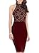 WOOSEA Women's Elegant Sleeveless Floral Lace Vintage Midi Cocktail Party Dress (Medium, Burgundy)