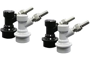 PERA 2 Pair Ball Lock MFL Beer Keg Disconnect Set with Swivel Nuts (2) 5/16 Gas, 1/4 Liquid Barbed