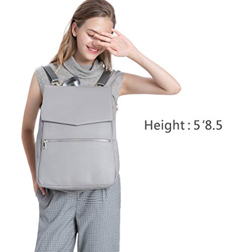 HaloVa Diaper Bag, Baby Nappy Backpack, Premium Leather Women's Travel Bag, Mommy Maternity Shoulder Bag with Baby Changing Pad, Stroller Straps and Milk Bottle Pouch, Light Gray, Small - Thumbnail 2
