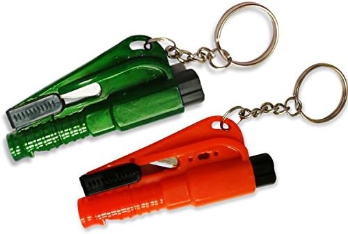 3 in 1 Survival Tool Emergency Car Window Breaker Hammer, Seat Belt Cutter and Emergency Whistle with Key Chain (2)