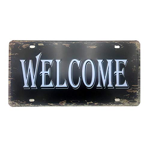 Ayiguri Vintage Feel Wall Decor Car Vehicle License Plate SPTE Souvenir Tinplate Metal Sign Poster Plaque 12 x 6 Inches (Welcome)