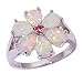 CiNily Flower Opal Ring White Gold Plated Pink Tourmaline Women Jewelry Gemstone Ring Size 6-12 (white, 8)