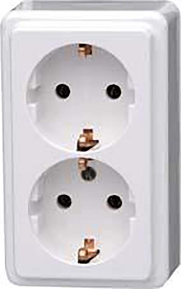 Kopp 102502002 earth contact socket outlet, double, surface-mounted standard programme 16 A, 250 V [Energy Class A], 102502002