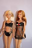 Underwear Bra and Panty Set in Black with Nightie Made to Fit Barbie Doll