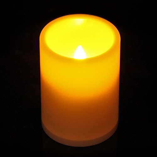 GiveU Flameless Plastic Led Candle with Timer, Battery Operated Pillar