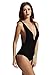 zeraca Women's High Cut One Piece Bikini Bathing Suits (L14, Black)