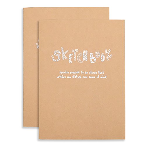 Kraft Cover Drawing Notebook & Sketchbook Set of 2 Blank Plain Sketch