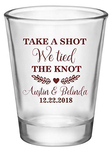 Personalized wedding favor shot glasses, take a shot we tied the knot, customized just for you! - Thumbnail 4