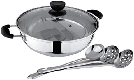 Tayama 11 in. Stainless Steel Shabu Hot Pot with Divider +3 Ladles - 2PC