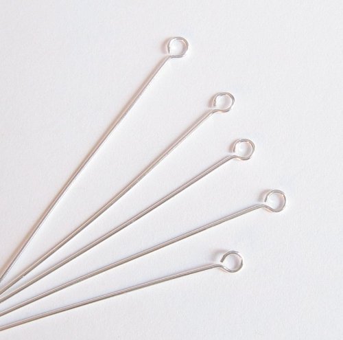 20 pcs .925 Sterling Silver Open Eye Pins 24 Gauge 24GA 2?/Findings/Bright