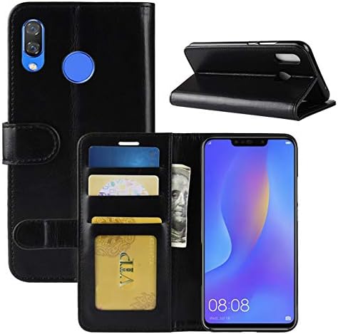 Huawei Nova 3i Case, Fettion Premium PU Leather Wallet Flip Phone Protective Case Cover with Card Slots for Huawei Nova 3i Smartphone (Retro Black)