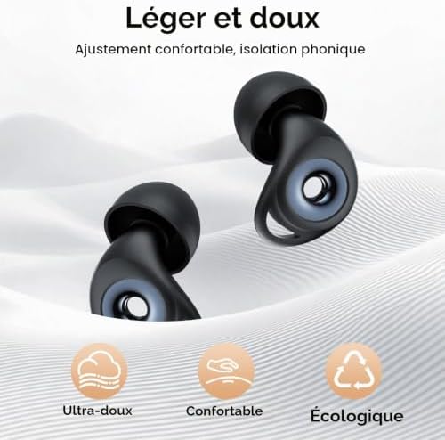 Bouchon D'oreille Pour Dormir, Boule Quies en Silicone Anti Bruit 45 dB