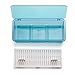 AIYoo Flatware Tray Kitchen Drawer Organizer with Lid and Drainer - Plastic Kitchen Cutlery Tray and Utensil Storage Container with Cover - Dust-Proof Dinnerware Holder Blue