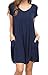 KEEDONE Women's Swing Dress Casual Loose Tunic Dress (L, Navy Blue)