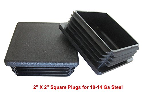 (Pack of 10) - 2" Square Black Plastic Tubing Plug, 2 Inch End Cap (2"x2" - 10 - 14 Ga - 1.73" to 1.84" ID) Steel Fence Post Pipe Tube Cover Insert - Fitness Equipment