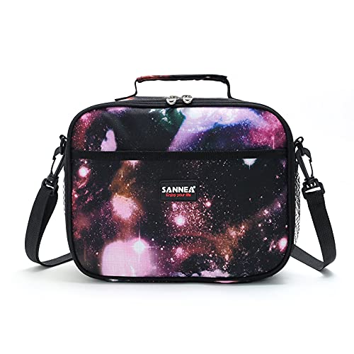 Pretty Jolly Mini Kids Lunch Box, Insulated Reusable Lunch Bag for Girls & Boys, Thermal Meal Container Tote with Waterproof Liner, Hot or Cold Snacks Lunchbox for School,Work,Picnic (Starry Purple)