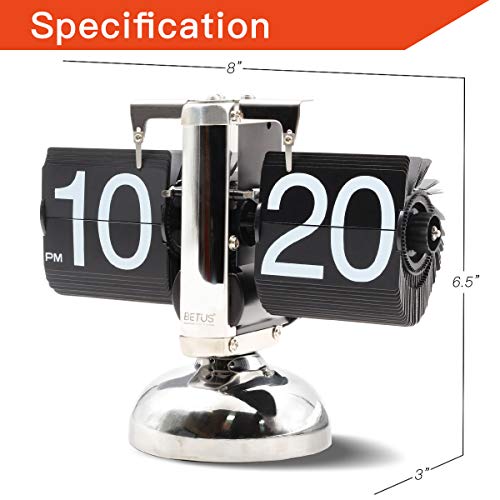 Betus Retro Style Flip Desk Shelf Clock - Classic Mechanical-Digital Display Battery Powered - Home & Office Décor 8 x 6.5 x 3 Inches (Black) - Thumbnail 6