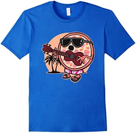 Men's Hawaiian Shirt: Hawaiian Pizza Guitarist TShirt Medium Royal Blue
