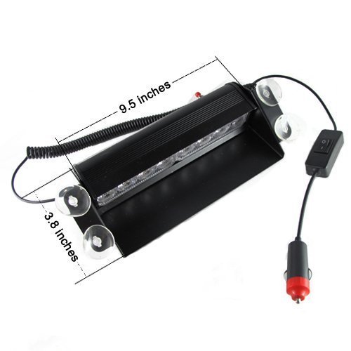 8 LED Warning Caution Car Van Truck Emergency Strobe Light Lamp For Interior Roof / Dash / Windshield (Red)