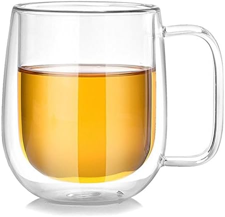 Double Walled Insulated Glass Coffee Or Tea Mug for Tea Latte Cappuccino Espresso,12oz (350ml)