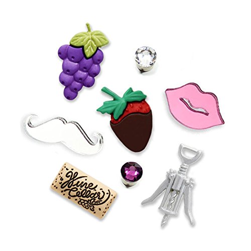BLUSH Magnetic Wine Glass Charms (Set of 6) by Claim Your Glass - Premium Drink Markers for Wine, Champagne, Beer, Cocktail Glasses - Includes Storage Case + Spare Magnet