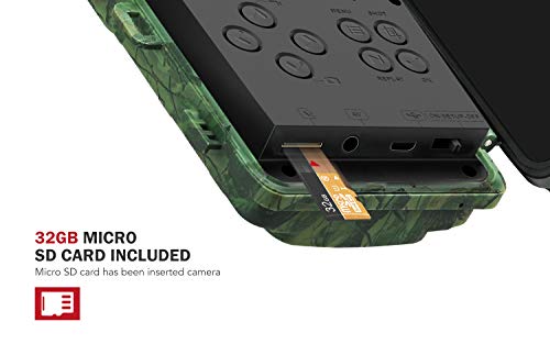 Usogood Trail Camera with 32GB SD Card 1080P Game Camera with Night Vision Motion Activated Waterproof 2.4" LCD Screen for Outdoor Wildlife Monitoring, Garden, Home Security Surveillance