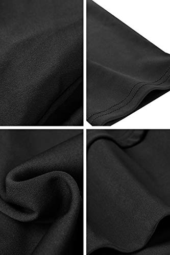 YMING Women's Cocktail Dress Vintage Party Dress Maxi 3/4 Sleeve Dress with Pockets Black L