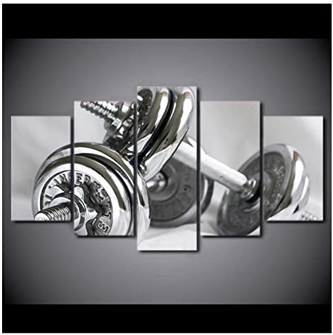 Wwjwf 5 Piece Canvas Painting Wall Art Gym Dumbells Poster Fitness Equipment Home Decor Wall Pictures for Living Room 30X40 30X60 30X80Cm No Frame